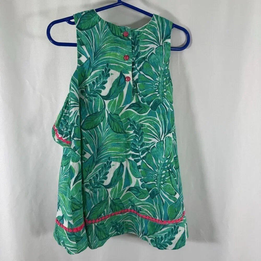 Tommy Bahama Dress Toddler Girls 2T Green Pink Palm Print Sleeveless